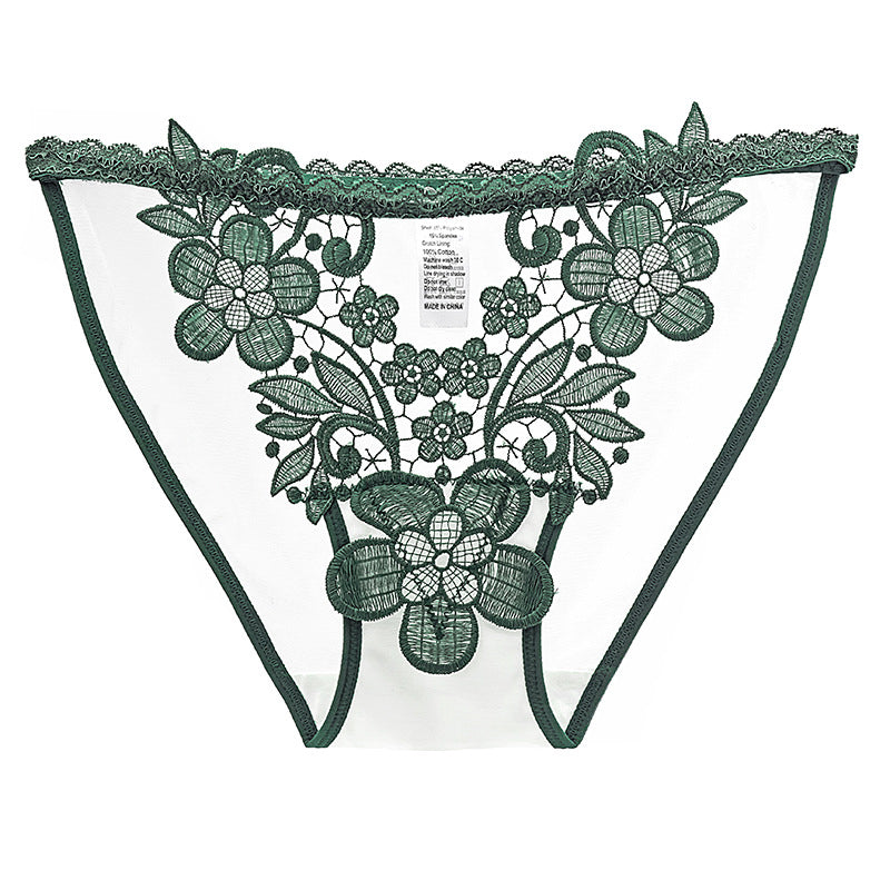 figi z haftem i prześwitującym materiałem Pakize Zielony