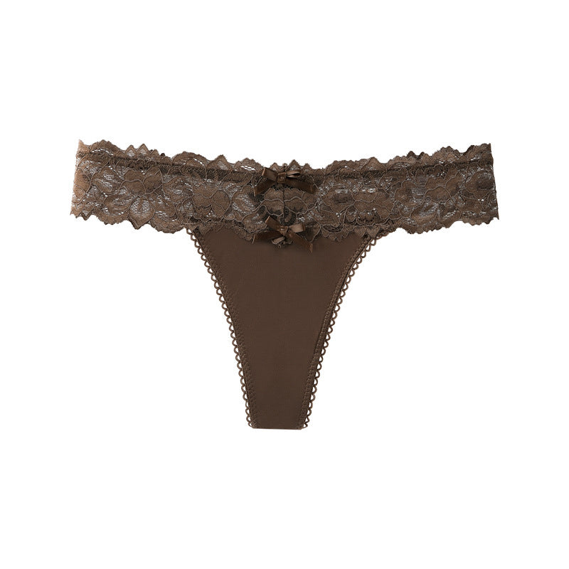 Majtki z koronkowym pasem miękkie i dopasowane Prisca Brązowy