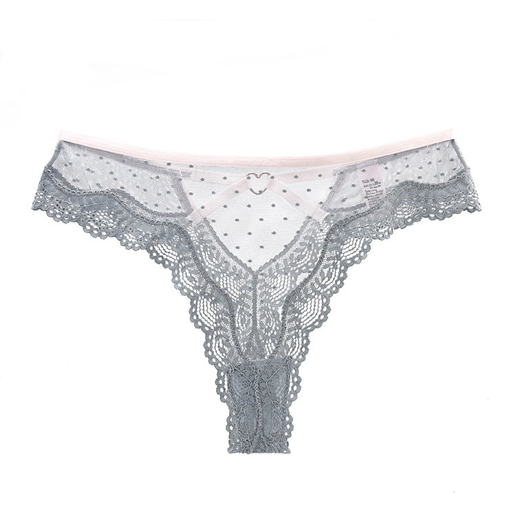 Majtki koronkowe damskie z ażurowym wzorem Corin Szary