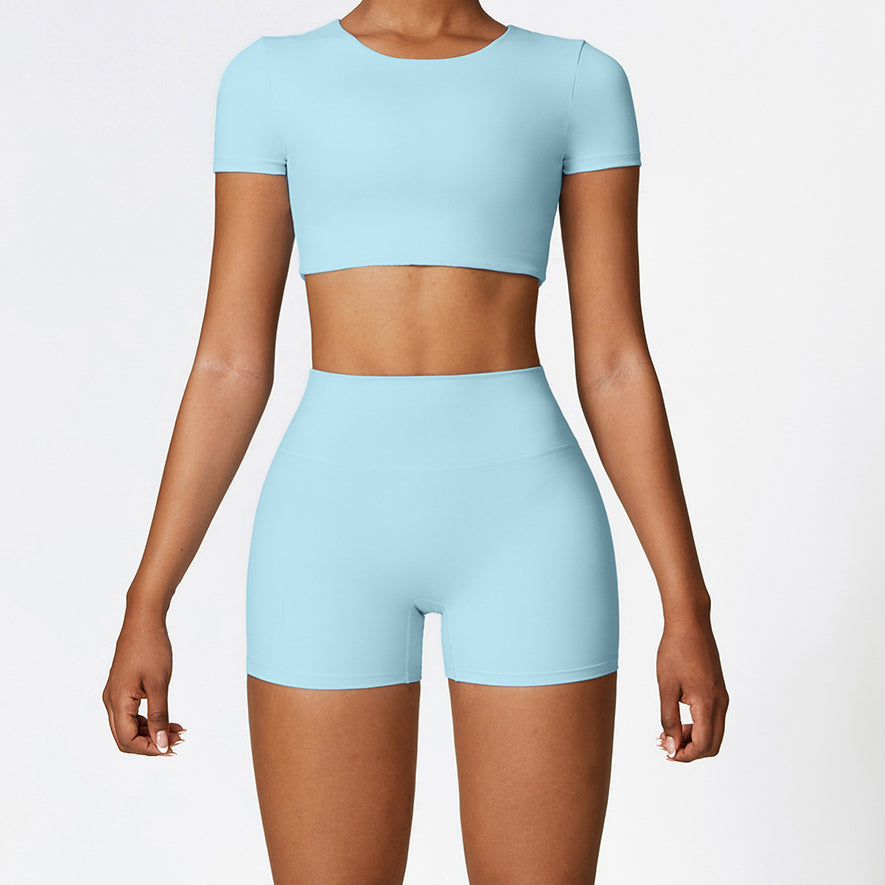 Krótkie legginsy sportowe z wysokim stanem i oddychającym materiałem Betsi