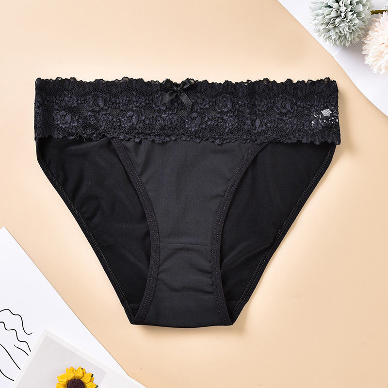 Figi koronkowe z elastycznego materiału Santoshi Czarny