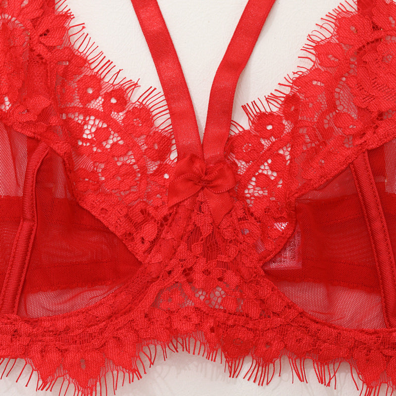 Koronkowy zestaw bielizny z pasem do pończoch na romantyczne okazje Elie