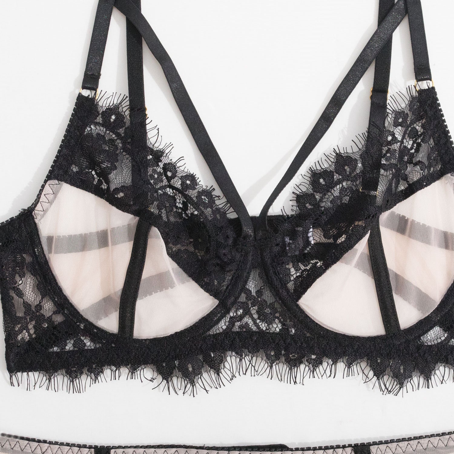 Koronkowy zestaw bielizny z pasem do pończoch na romantyczne okazje Elie