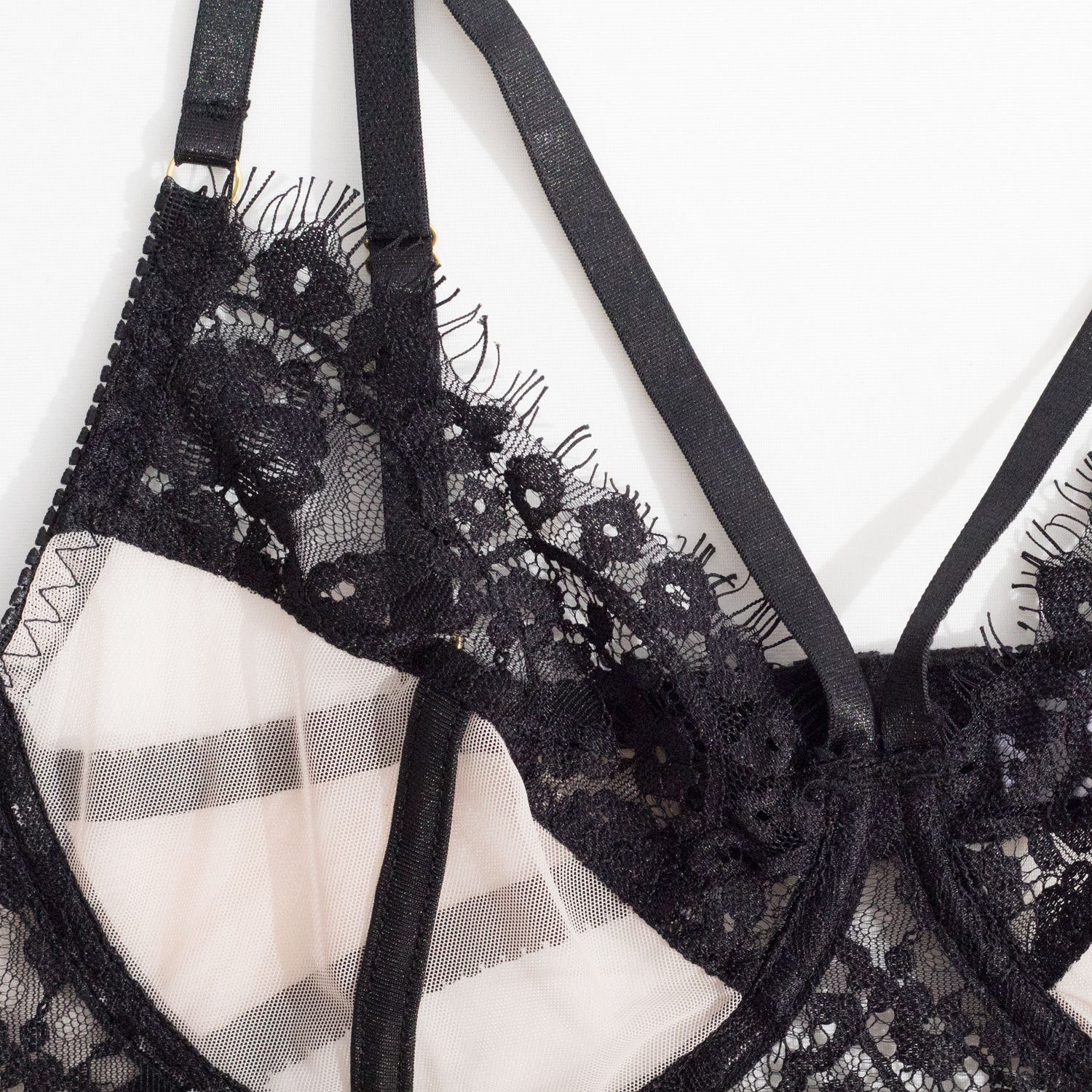 Koronkowy zestaw bielizny z pasem do pończoch na romantyczne okazje Elie