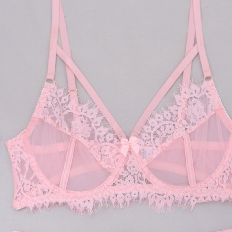 Koronkowy zestaw bielizny z pasem do pończoch na romantyczne okazje Elie