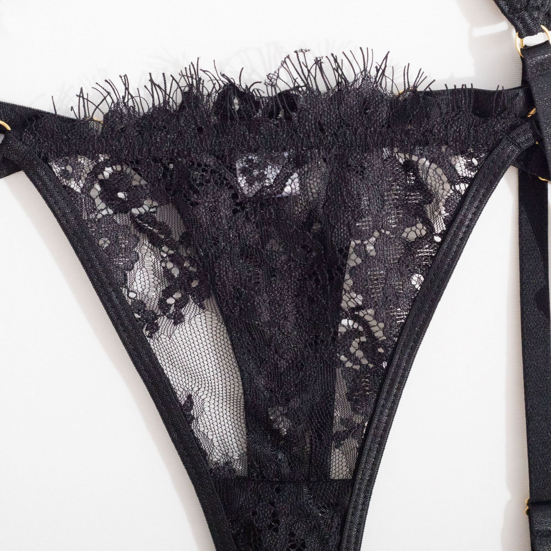 Koronkowy zestaw bielizny z pasem do pończoch na romantyczne okazje Elie