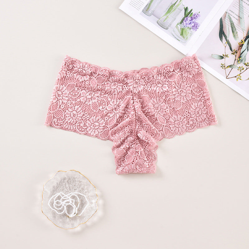 Koronkowe brazyliany z szerokim pasem na co dzień So Różowy