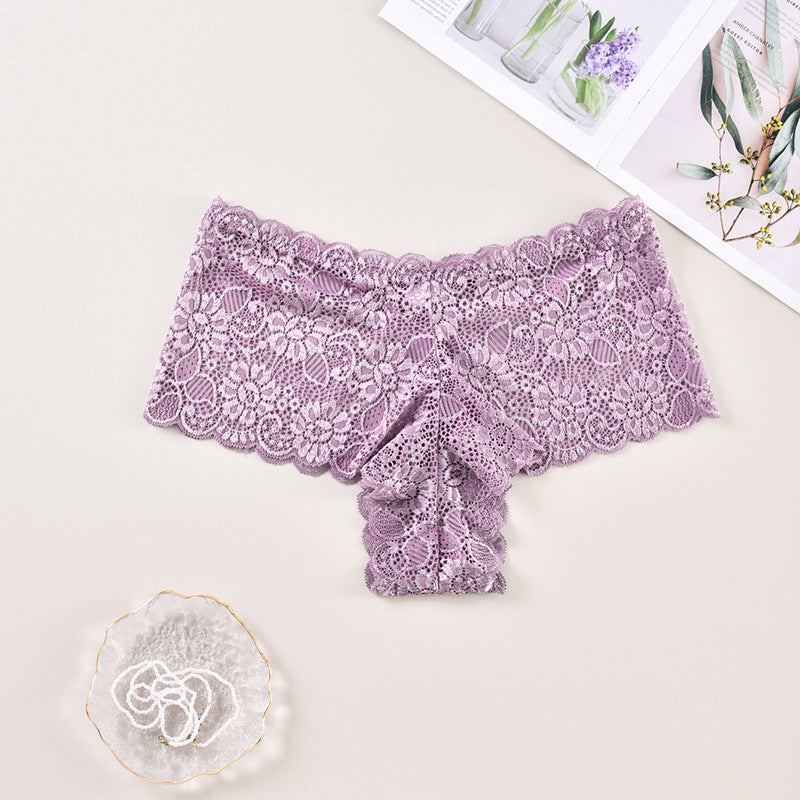 Koronkowe brazyliany z szerokim pasem na co dzień So Fioletowy