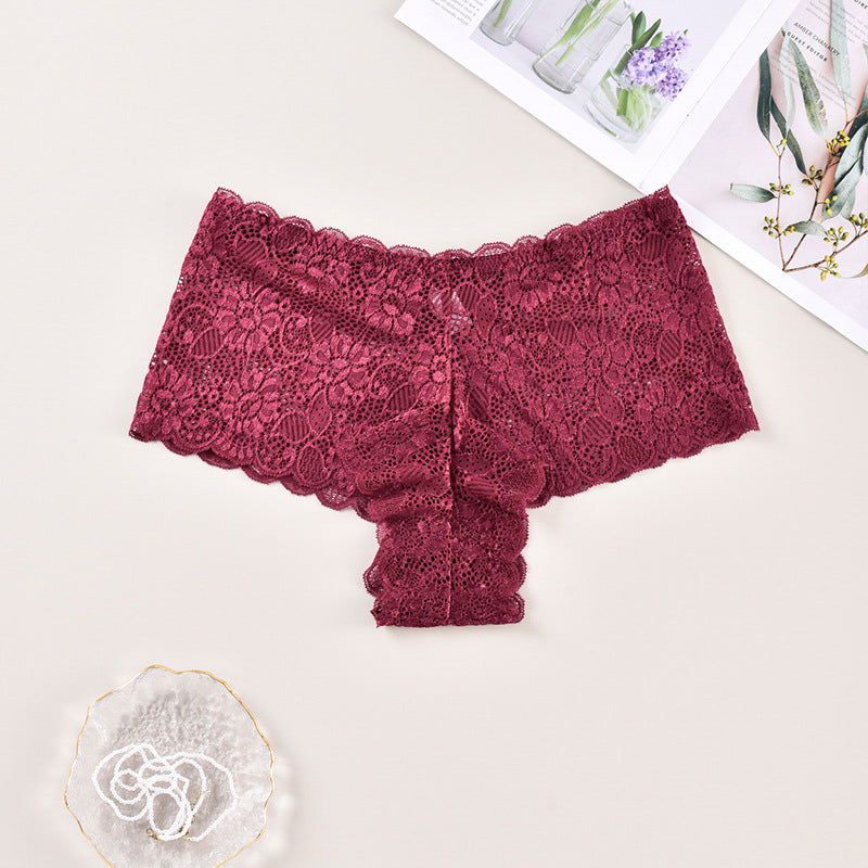 Koronkowe brazyliany z szerokim pasem na co dzień So Czerwony