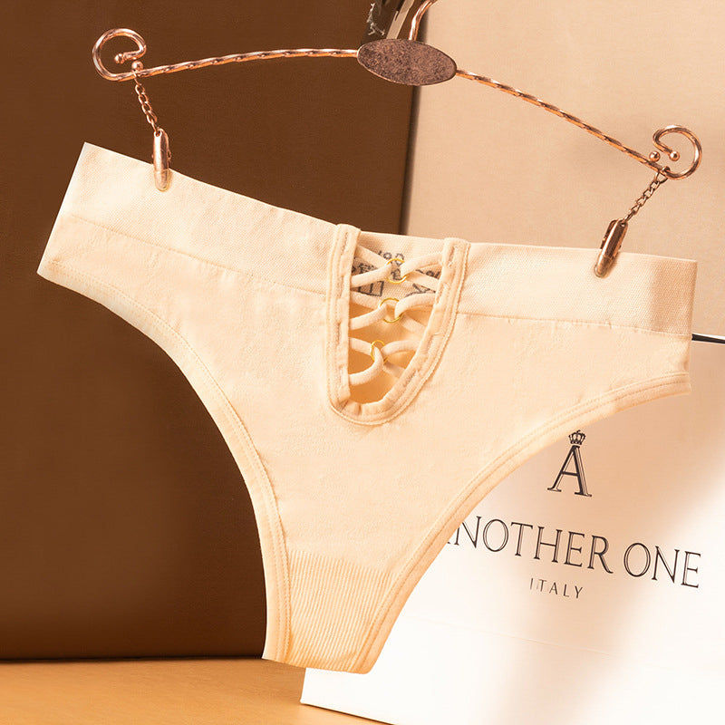 Tangi sportowe z wycięciem do ćwiczeń Denae Beżowy2