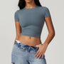 Crop top elastyczny do treningu i na co dzień Karter Niebieski