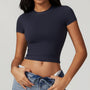 Crop top elastyczny do treningu i na co dzień Karter Szary