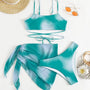 Komplet bikini z pareo na plażę i basen Eufrasia Niebieski
