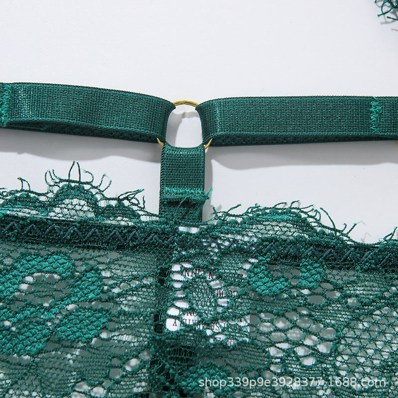 Koronkowy komplet bielizny z pasem do pończoch na romantyczny wieczór Fatinah