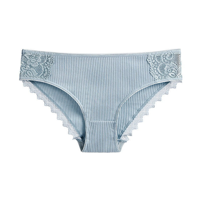 Figi prążkowane z koronką na co dzień i okazje Asja Niebieski