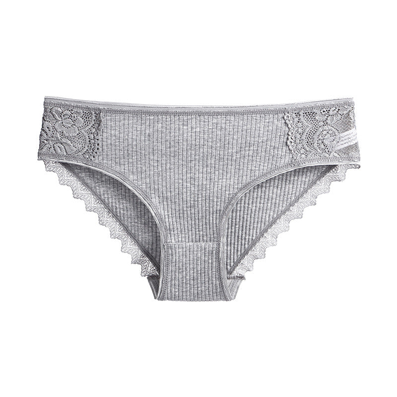 Figi prążkowane z koronką na co dzień i okazje Asja Szary