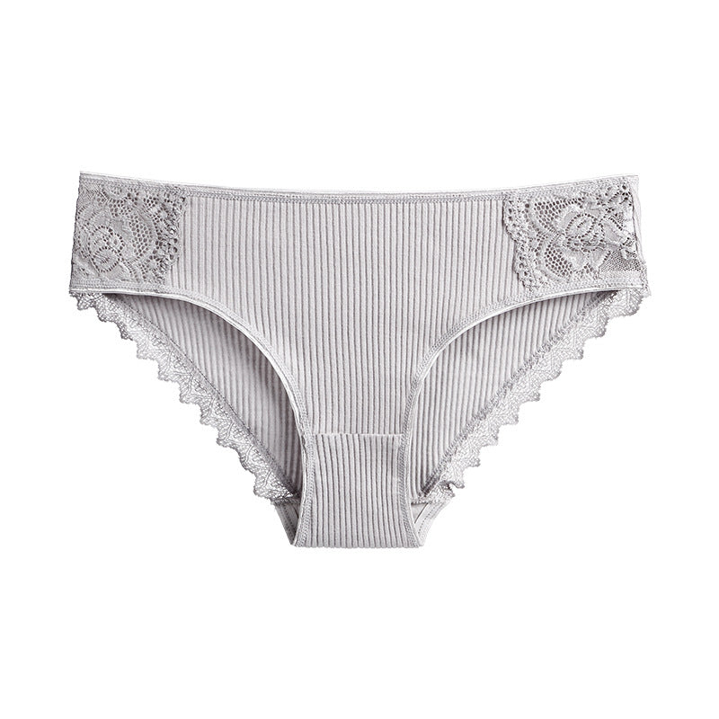 Figi prążkowane z koronką na co dzień i okazje Asja Szary2