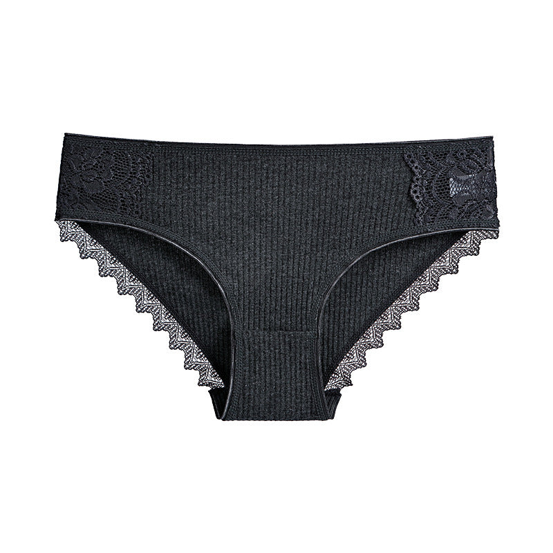 Figi prążkowane z koronką na co dzień i okazje Asja Szary3