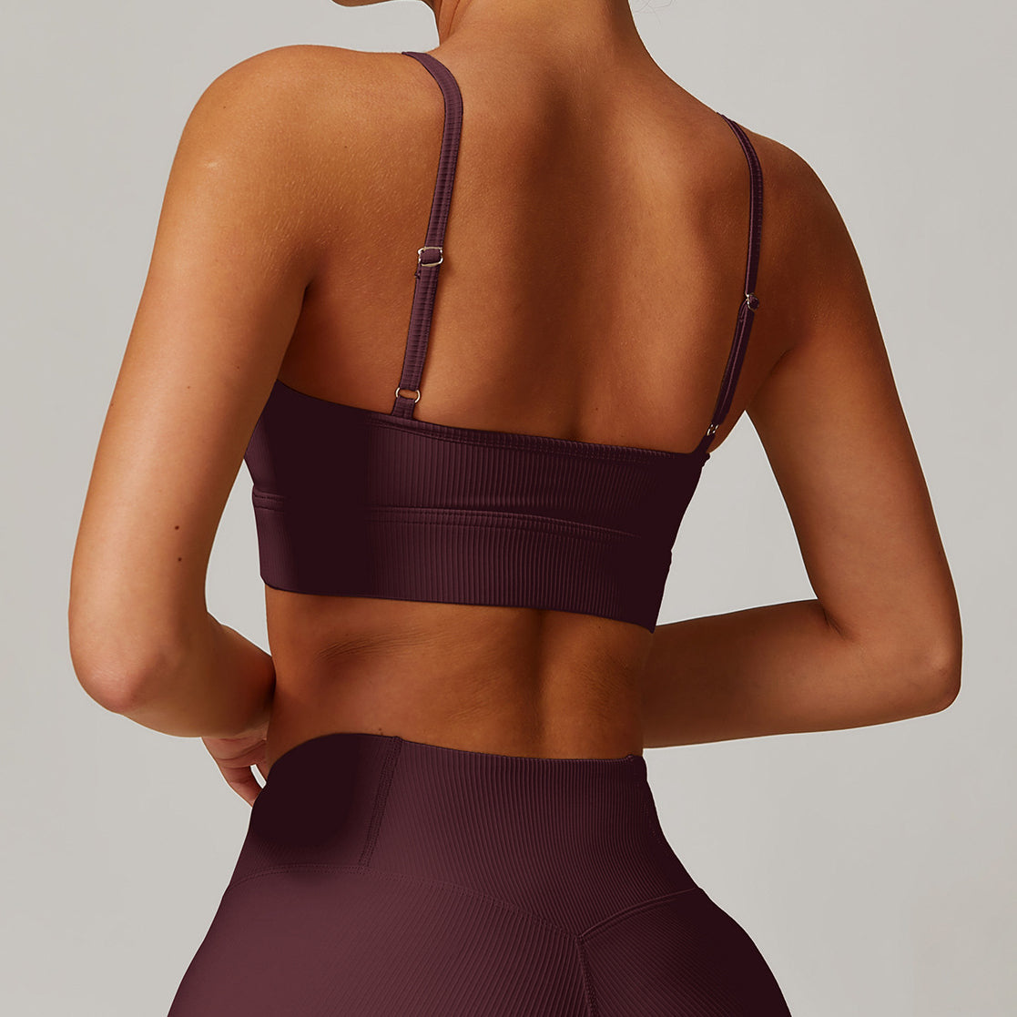 Biustonosz sportowy prążkowany elastyczny do treningu Ehtel