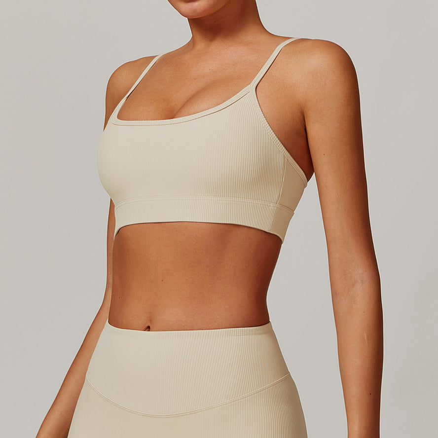 Biustonosz sportowy prążkowany elastyczny do treningu Ehtel