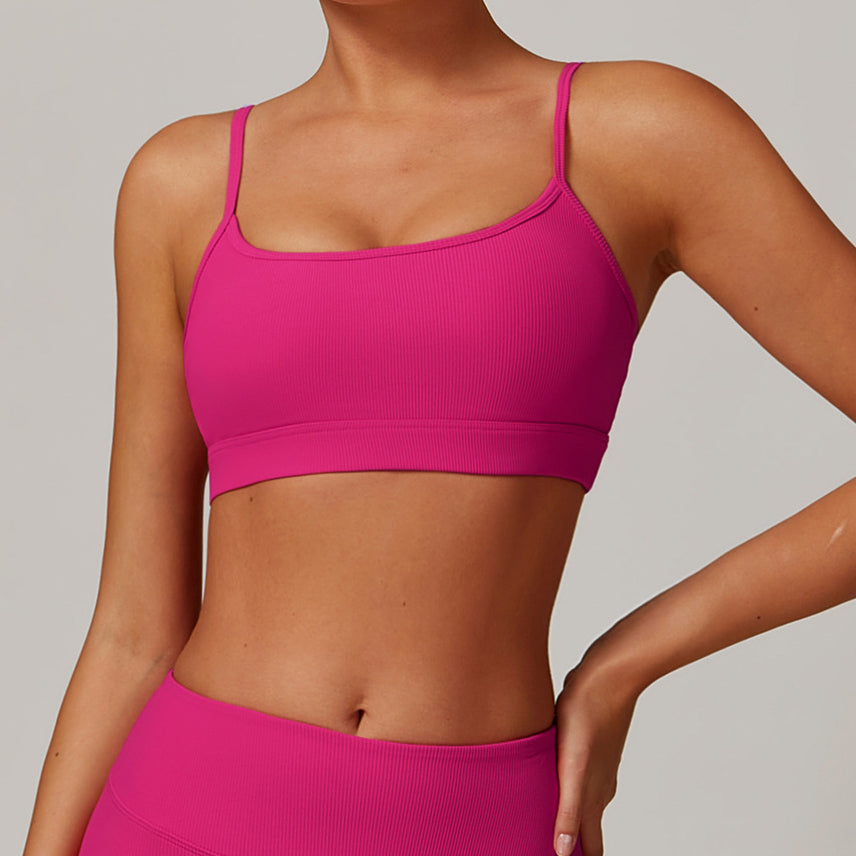 Biustonosz sportowy prążkowany elastyczny do treningu Ehtel