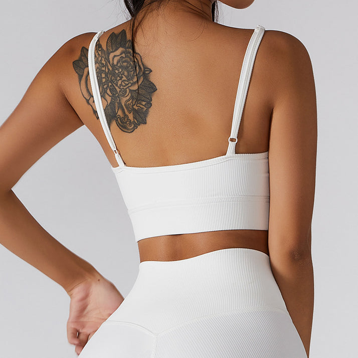 Biustonosz sportowy prążkowany elastyczny do treningu Ehtel