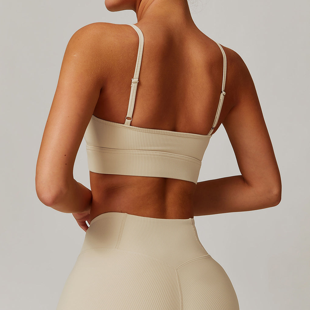 Biustonosz sportowy prążkowany elastyczny do treningu Ehtel