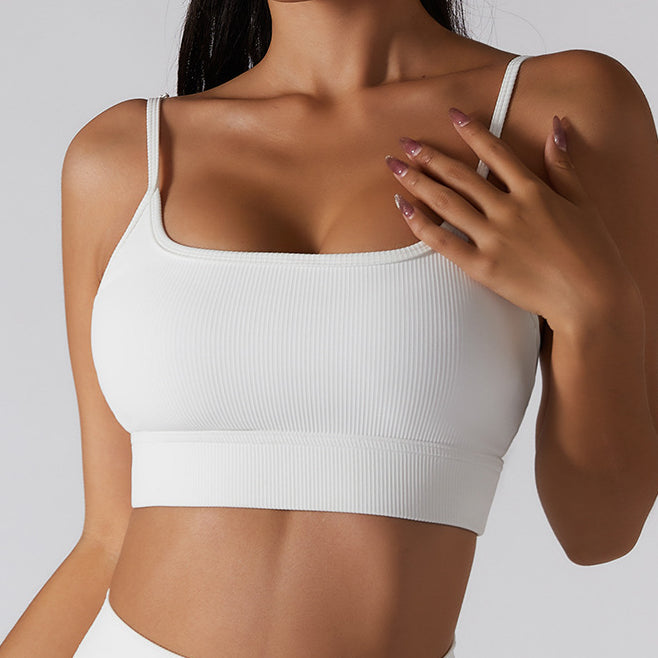 Biustonosz sportowy prążkowany elastyczny do treningu Ehtel