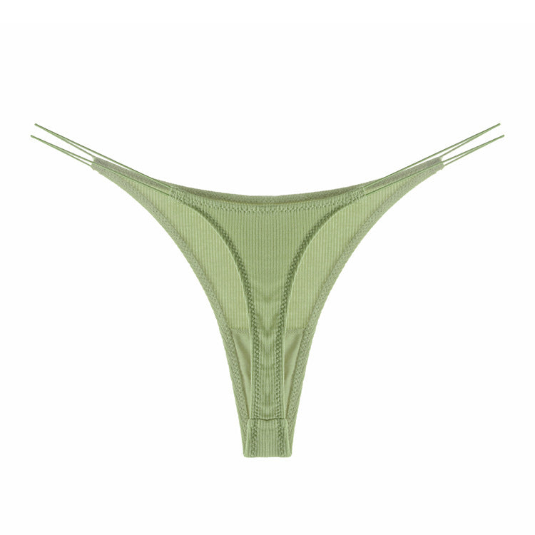 Stringi z cienkimi paseczkami z wysokiej jakości materiału Pauline Zielony