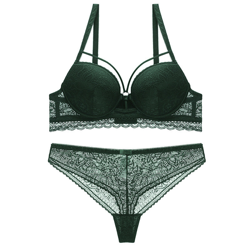 Komplet bieliźniany z usztywnianym biustonoszem i koronką Jolynn Zielony