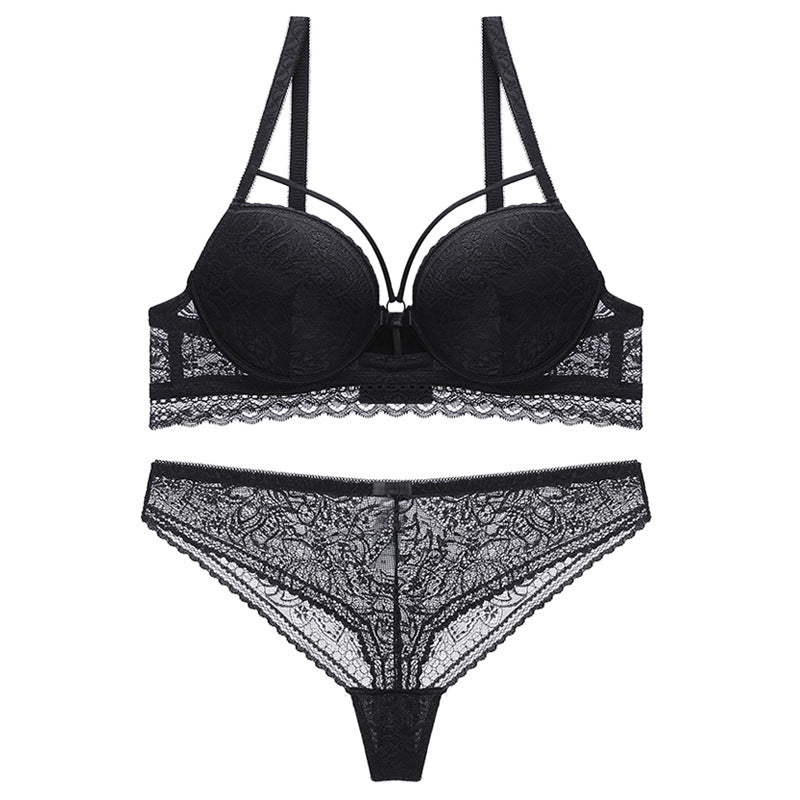 Komplet bieliźniany z usztywnianym biustonoszem i koronką Jolynn Czarny