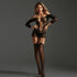 Bodystocking ażurowy z pończochami na wyjątkowe okazje Shanti Czarny FREESIZE