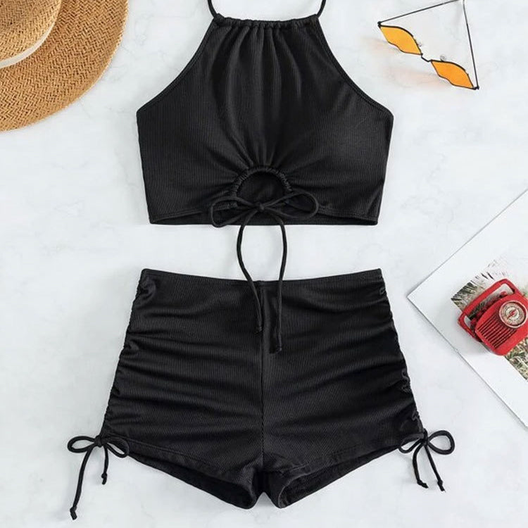 Strój kąpielowy dwuczęściowy szybkoschnący z regulacją Dragulina Czarny