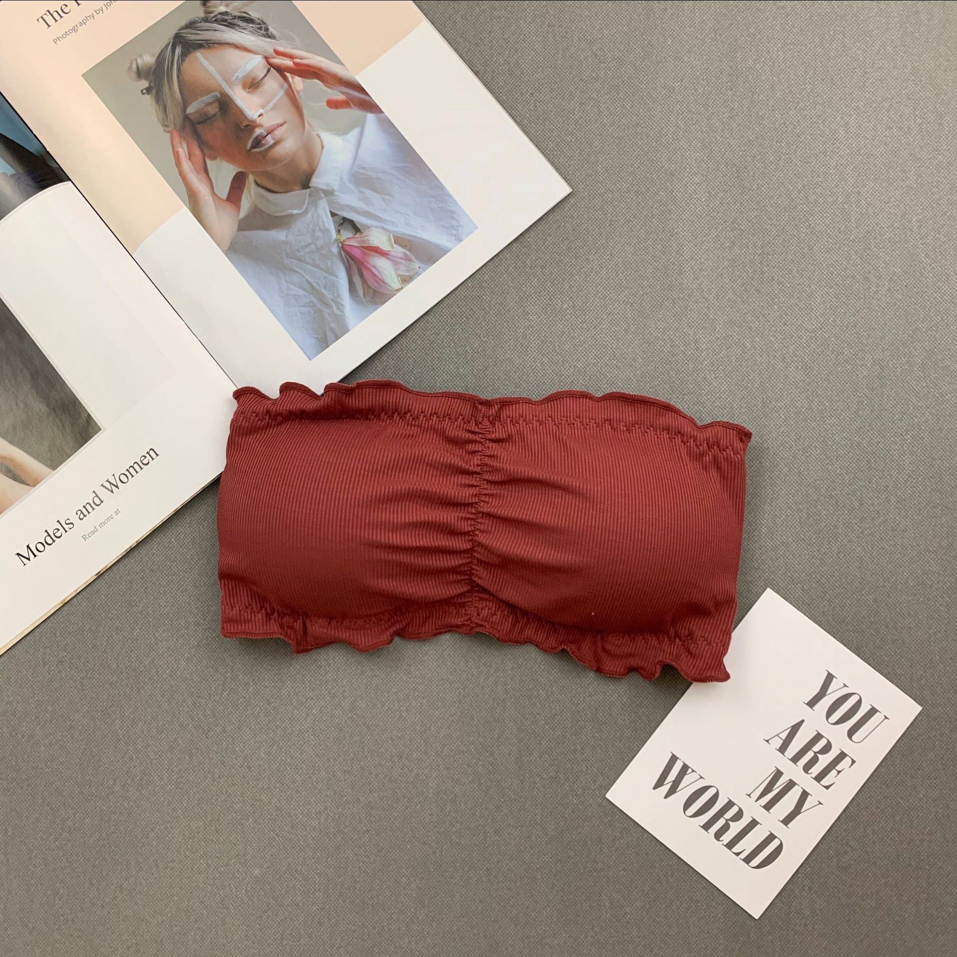 Biustonosz bez ramiączek uniwersalny dopasowanie i wsparcie Maybelle Bordowy FREESIZE