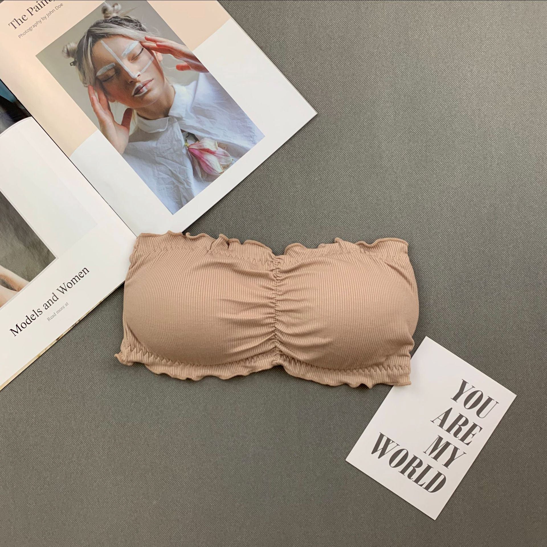 Biustonosz bez ramiączek uniwersalny dopasowanie i wsparcie Maybelle Beżowy FREESIZE