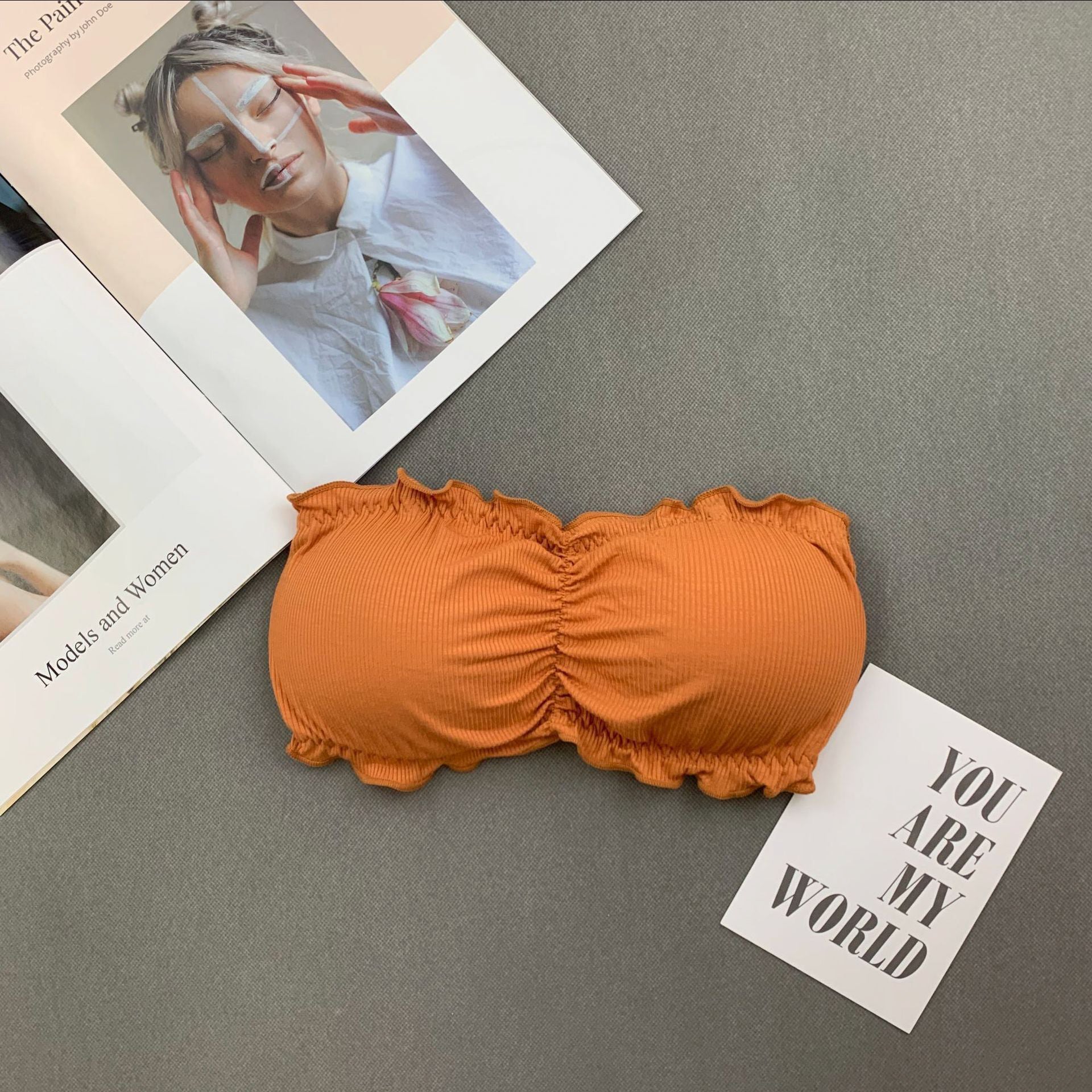 Biustonosz bez ramiączek uniwersalny dopasowanie i wsparcie Maybelle Pomarańczowy FREESIZE