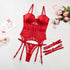 Komplet bielizny push-up z regulowanymi paskami Kalindi Czerwony