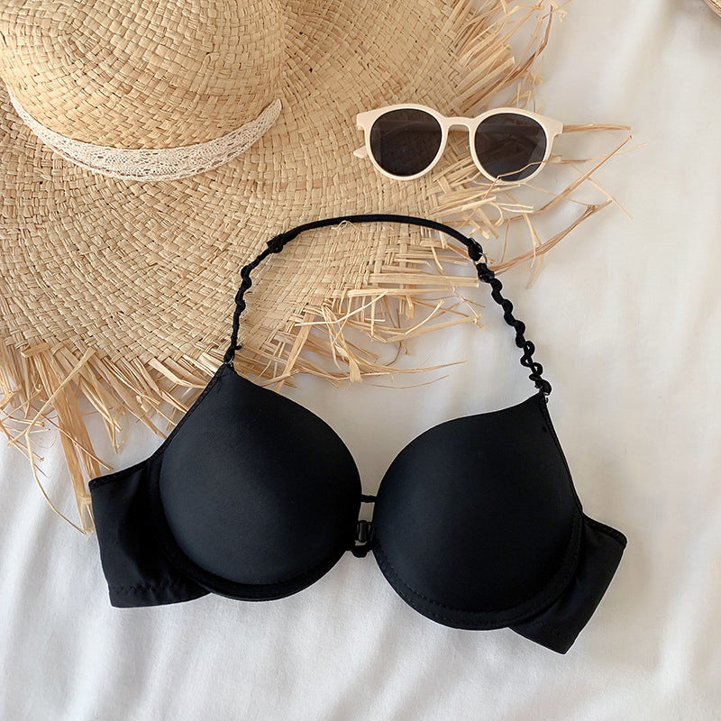 Biustonosz push-up na szyję z wkładkami uniesienie i wsparcie Liset Czarny