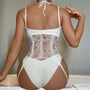 Bodystocking gorsetowy z elastycznego materiału na romantyczne wieczory Irmtrud