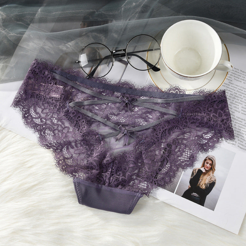 Stringi koronkowe z paseczkami na specjalne okazje Zeliha Fioletowy