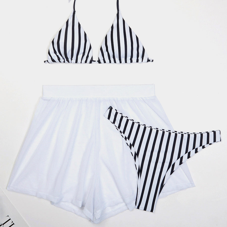 Bikini z wiązaniem i szortami na lato Cannelle Czarny