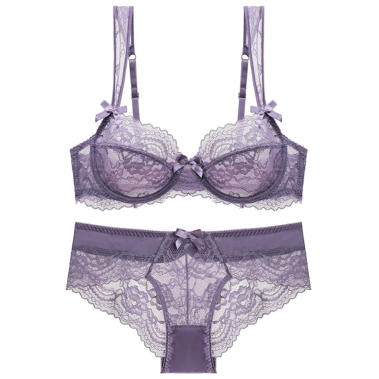 Komplet bielizny z koronki na romantyczne wieczory Eirini Fioletowy