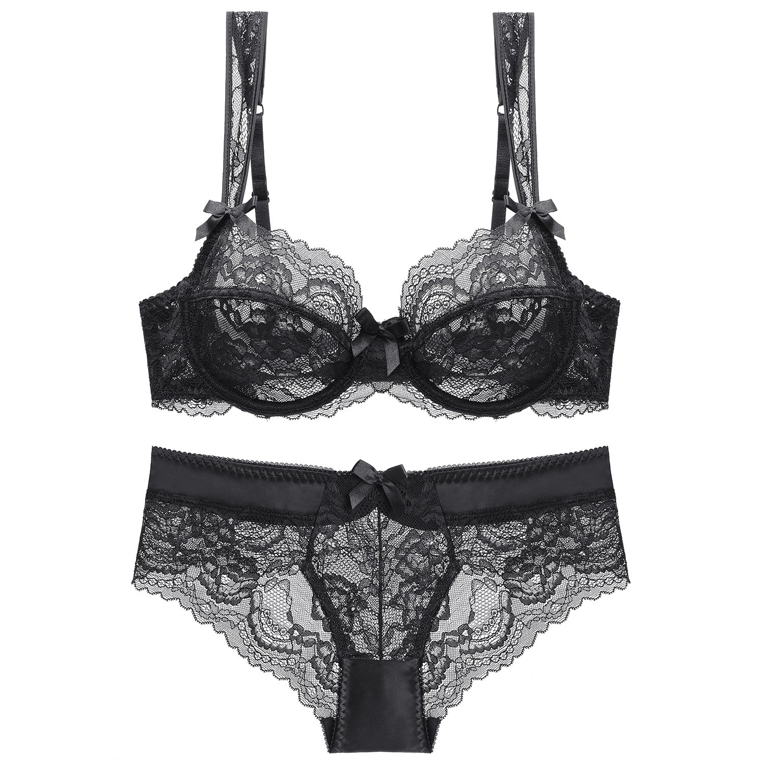 Komplet bielizny z koronki na romantyczne wieczory Eirini Czarny