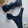 Bikini bez ramiączek z kwiatowym wzorem na lato Corella Czarny