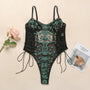 Body z haftem transparentne eleganckie Marice Zielony