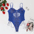 Body z haftem transparentne eleganckie Marice Niebieski