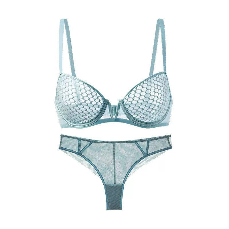 Komplet bielizny z motywem plastra miodu Cacilie Niebieski