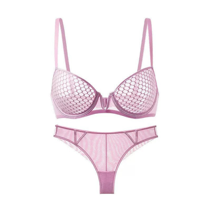 Komplet bielizny z motywem plastra miodu Cacilie Fioletowy