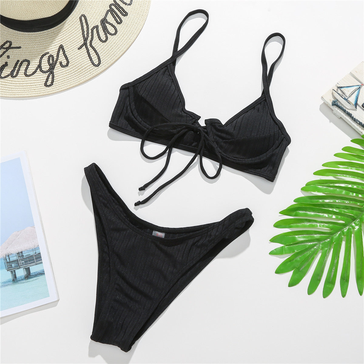 bikini push-up plażowe z regulowanymi ramiączkami Arub Czarny