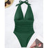 Kostium kąpielowy zakładany na szyję na plażę i basen Georgann Zielony